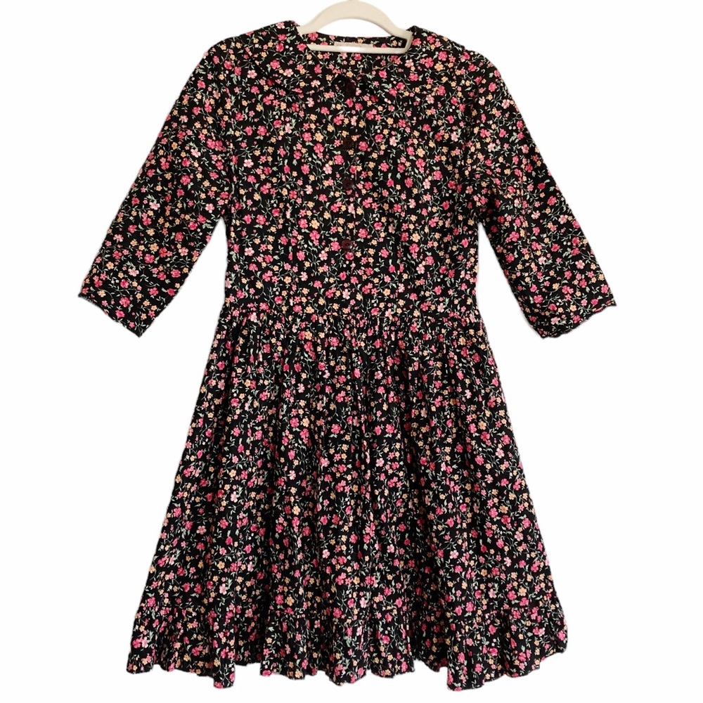 ElizabethJulianah (UK designer) liberty floral cotton dress Peter Pan collar S